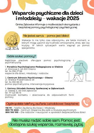 Wsparcie psychiczne dla dzieci i młodzieży - wakacje 2025